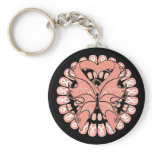 Uterine Cancer Butterfly Circle of Ribbons keychains