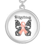 Uterine Cancer Butterfly Ribbon necklaces