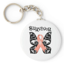 Uterine Cancer Butterfly Survivor Keychains