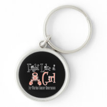 Uterine Cancer Cool Retro Fight Like a Girl Keychain