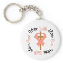 Uterine Cancer Faith Hope Love Cross Keychains