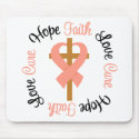 Uterine Cancer Faith Hope Love Cross mousepads