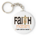 Uterine Cancer Faith Matters Cross 1 keychains