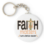 Uterine Cancer Faith Matters Cross 1 keychains