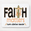 Uterine Cancer Faith Matters Cross 1 mousepads
