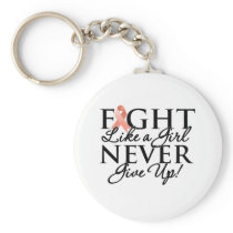 Uterine Cancer Fight Like a Girl Never Give Up Key Chains