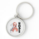 Uterine Cancer Floral Hope Ribbon keychains