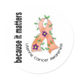 Uterine Cancer Flower Ribbon 3 stickers