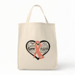 Uterine Cancer Heart Ribbon Collage bags