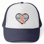 Uterine Cancer Heart Ribbon Collage hats