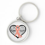 Uterine Cancer Heart Ribbon Collage keychains