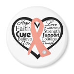 Uterine Cancer Heart Ribbon Collage magnets