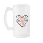 Uterine Cancer Heart Ribbon Collage mugs