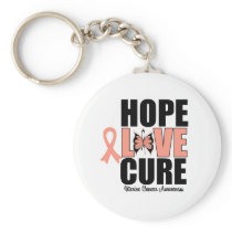Uterine Cancer Hope Love Cure Keychain