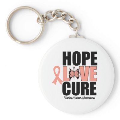 Uterine Cancer Hope Love Cure Keychain by giftsforawareness