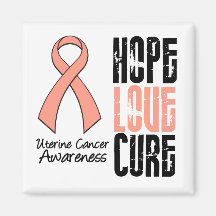 Uterine Cancer Hope Love Cure Ribbon Fridge Magnet