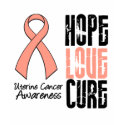 Uterine Cancer Hope Love Cure Ribbon t-shirts