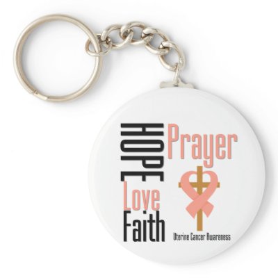 Uterine Cancer Hope Love Faith Prayer Cross Keychains by giftsforawareness
