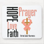 Uterine Cancer Hope Love Faith Prayer Cross mousepads