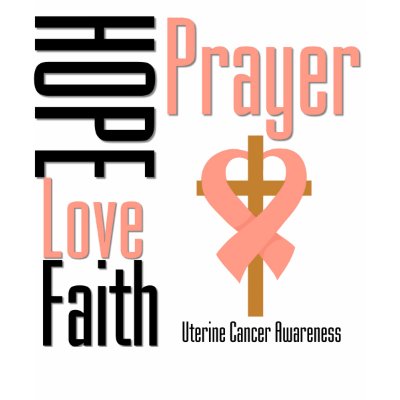 Uterine Cancer Hope Love Faith Prayer Cross Tee Shirts by giftsforawareness