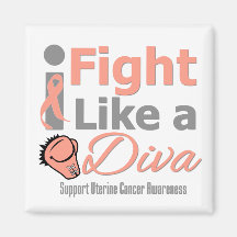 Uterine Cancer I Fight Like a Diva Fridge Magnets