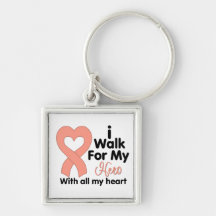 Uterine Cancer I Walk For My Hero Keychain