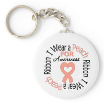 Uterine Cancer I Wear Peach Ribbon For Awareness Keychains