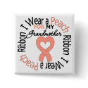 Uterine Cancer I Wear Peach Ribbon For Grandmother buttons