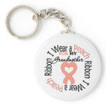 Uterine Cancer I Wear Peach Ribbon For Grandmother keychains