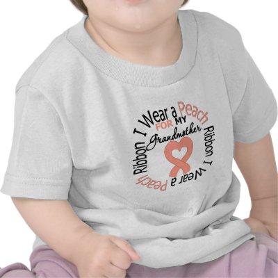 Uterine Cancer I Wear Peach Ribbon For Grandmother T Shirts by giftsforawareness