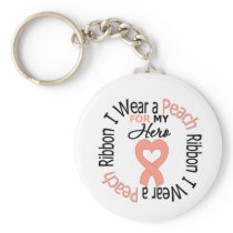 Uterine Cancer I Wear Peach Ribbon For My Hero Keychains