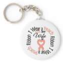 Uterine Cancer I Wear Peach Ribbon For My Wife keychains