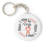 Uterine Cancer I Wear Peach Ribbon For My Wife keychains
