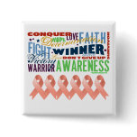 Uterine Cancer Inspirational Words buttons