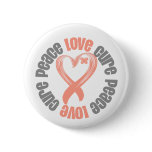 Uterine Cancer Peace Love Cure Ribbon buttons