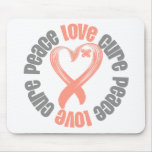 Uterine Cancer Peace Love Cure Ribbon mousepads