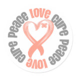 Uterine Cancer Peace Love Cure Ribbon stickers
