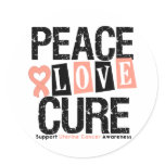 Uterine Cancer Peace Love Cure stickers
