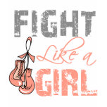 Uterine Cancer Ribbon Gloves Fight Like a Girl t-shirts