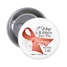 Uterine Cancer Ribbon Hero in My Life Pinback Buttons
