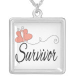 Uterine Cancer Survivor Butterfly Ribbon necklaces