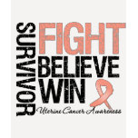 Uterine Cancer Survivor Fight Believe Win Motto t-shirts