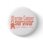 Uterine Cancer Survivor Flower Ribbon buttons