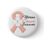 Uterine Cancer Survivor Flower Ribbon buttons