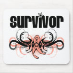 Uterine Cancer Survivor Grunge Winged Emblem mousepads