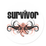 Uterine Cancer Survivor Grunge Winged Emblem stickers