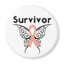 Uterine Cancer Survivor Tribal Butterfly Magnets