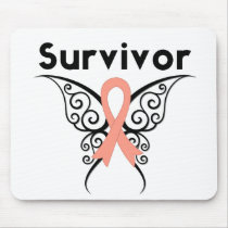 Uterine Cancer Survivor Tribal Butterfly Mouse Pad