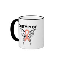 Uterine Cancer Survivor Tribal Butterfly Mug