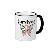 Uterine Cancer Survivor Tribal Butterfly Mug